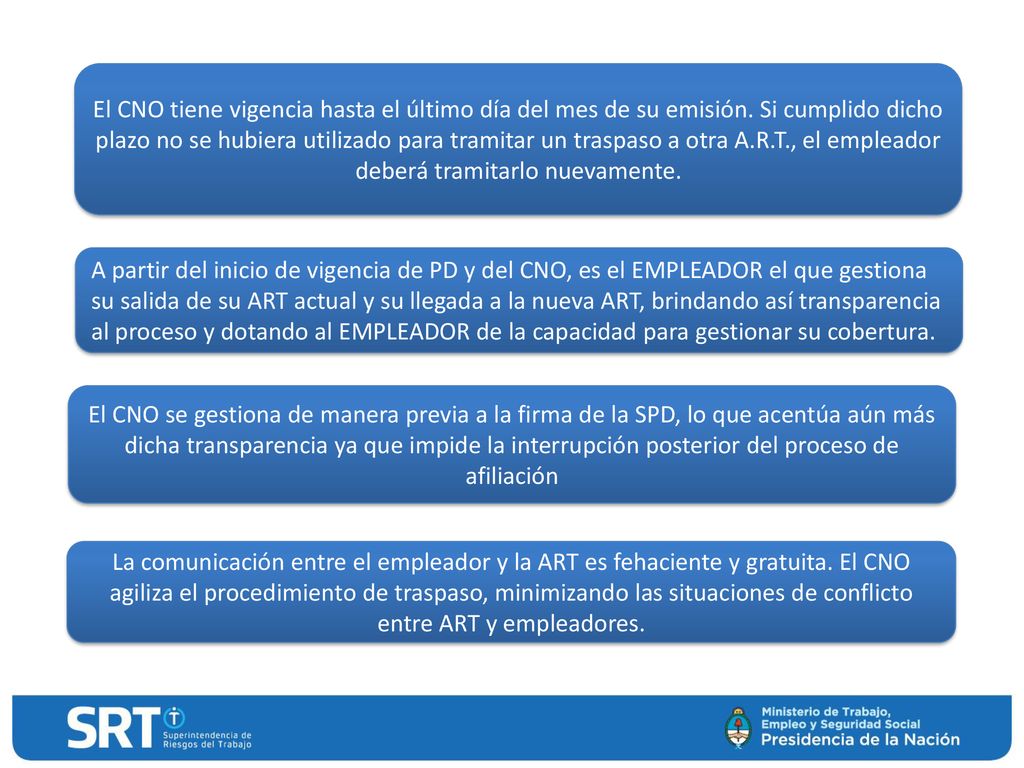 El CNO tiene vigencia hasta el último día del mes de su emisión