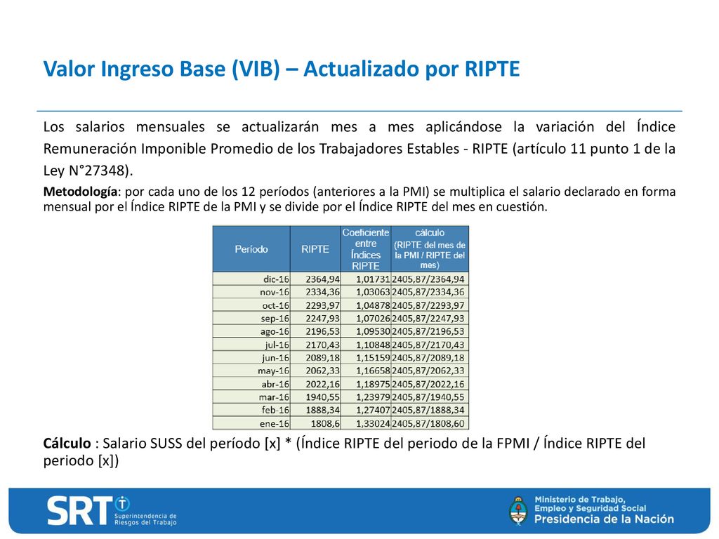 Valor Ingreso Base (VIB) – Actualizado por RIPTE
