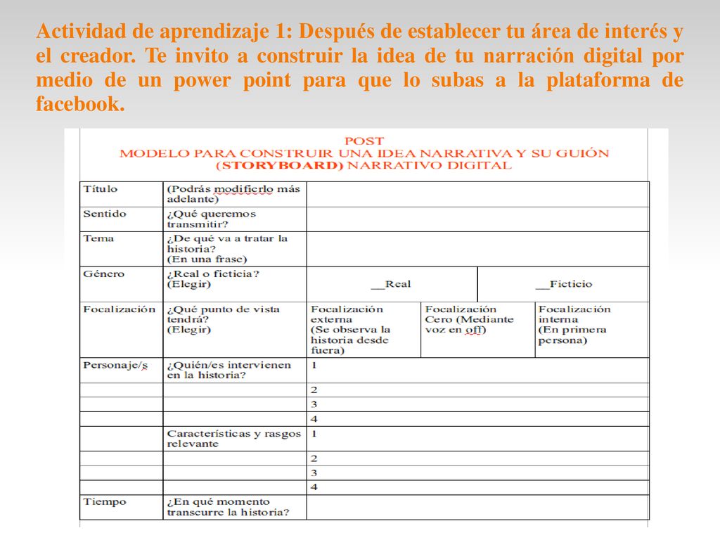 Actividad de aprendizaje 1: Después de establecer tu área de interés y el creador.