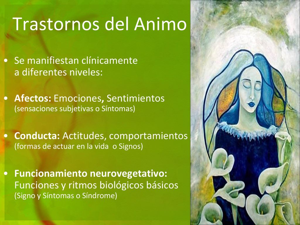 Trastornos del Animo Se manifiestan clínicamente a diferentes niveles: