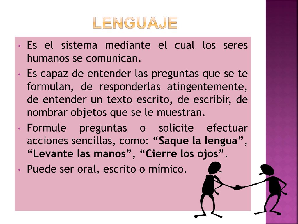 Lenguaje Es el sistema mediante el cual los seres humanos se comunican.
