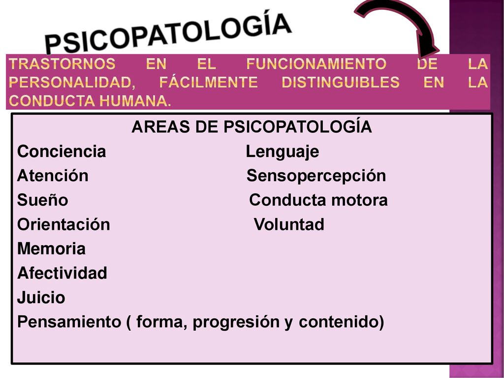 PSICOPATOLOGÍA TRASTORNOS EN EL FUNCIONAMIENTO DE LA PERSONALIDAD, FÁCILMENTE DISTINGUIBLES EN LA CONDUCTA HUMANA.