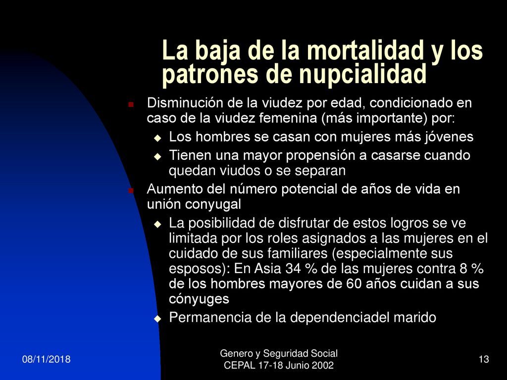 La baja de la mortalidad y los patrones de nupcialidad