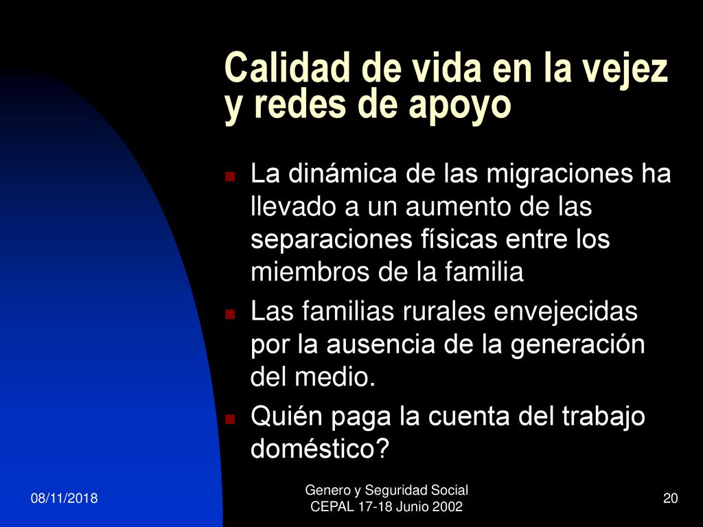 Calidad de vida en la vejez y redes de apoyo