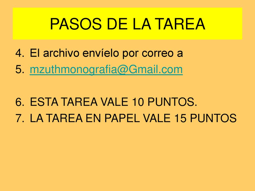 PASOS DE LA TAREA El archivo envíelo por correo a