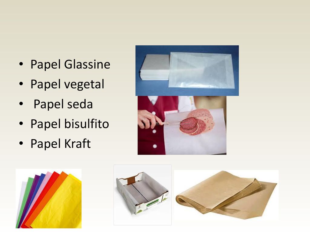 Papel Glassine Papel vegetal Papel seda Papel bisulfito Papel Kraft