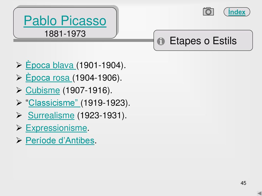 Pablo Picasso Etapes o Estils Època blava ( ).