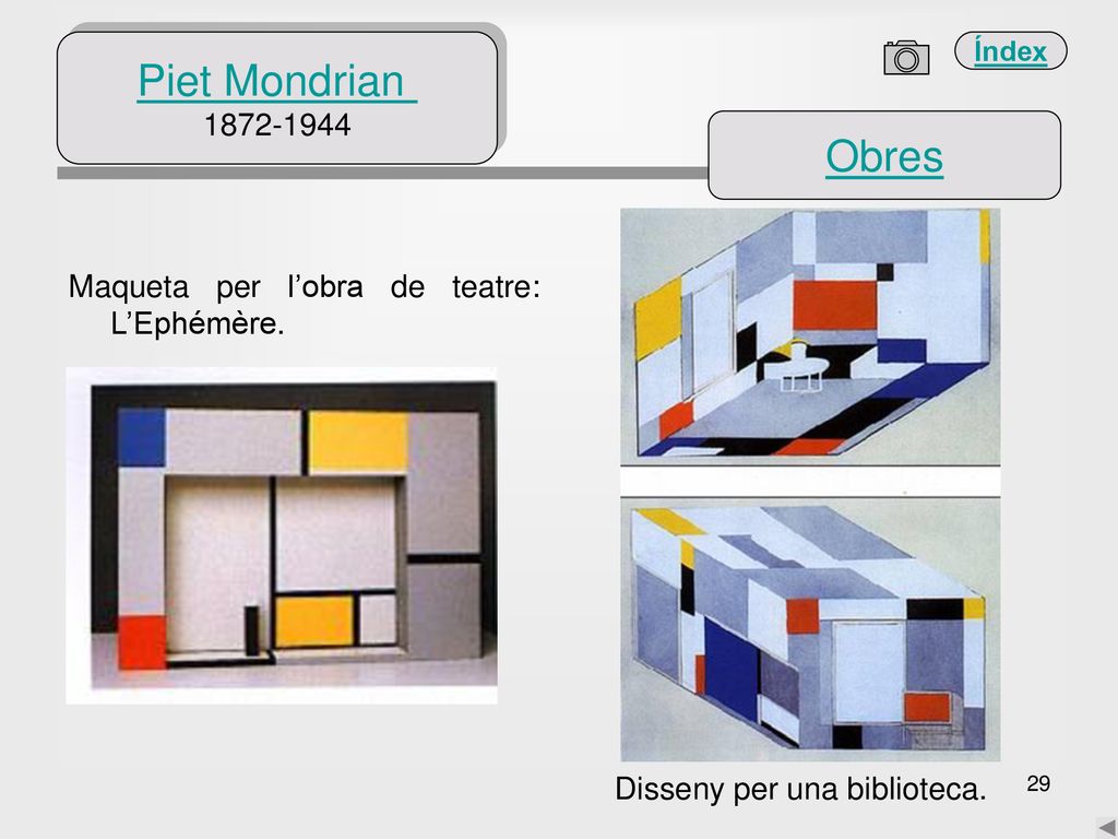 Piet Mondrian Obres Maqueta per l’obra de teatre: L’Ephémère. Disseny per una biblioteca.