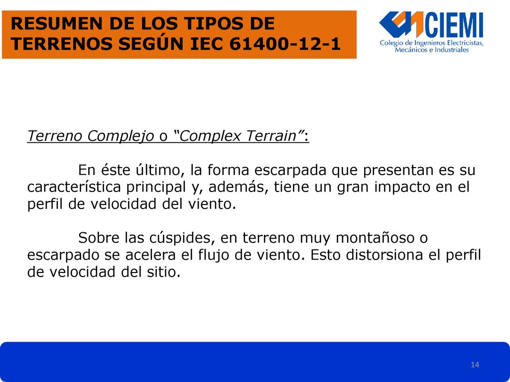 Resumen de los tipos de terrenos según IEC