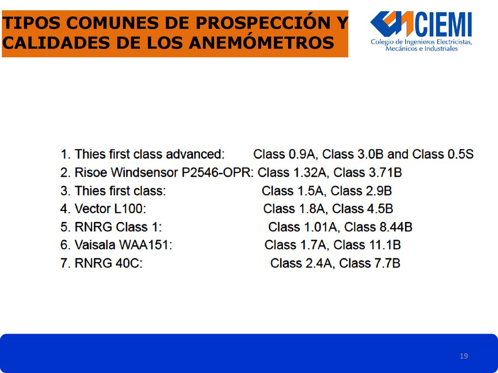 Tipos comunes de prospección Y CALIDADES DE LOS ANEMÓMETROS