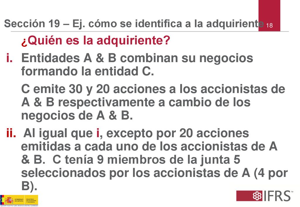 Sección 19 – Ej. cómo se identifica a la adquiriente