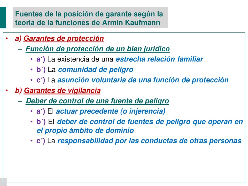 Fuentes de la posición de garante según la teoría de la funciones de Armin Kaufmann