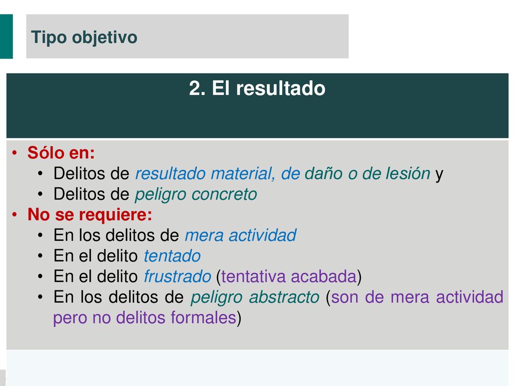 2. El resultado Tipo objetivo Sólo en: