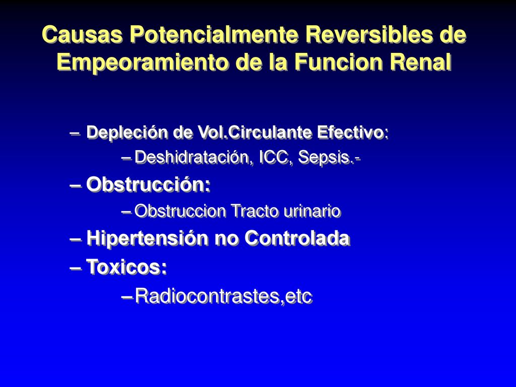 Causas Potencialmente Reversibles de Empeoramiento de la Funcion Renal