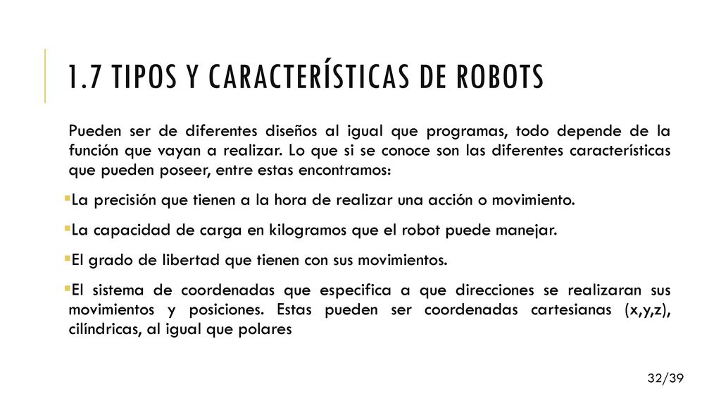 1.7 Tipos y características de robots