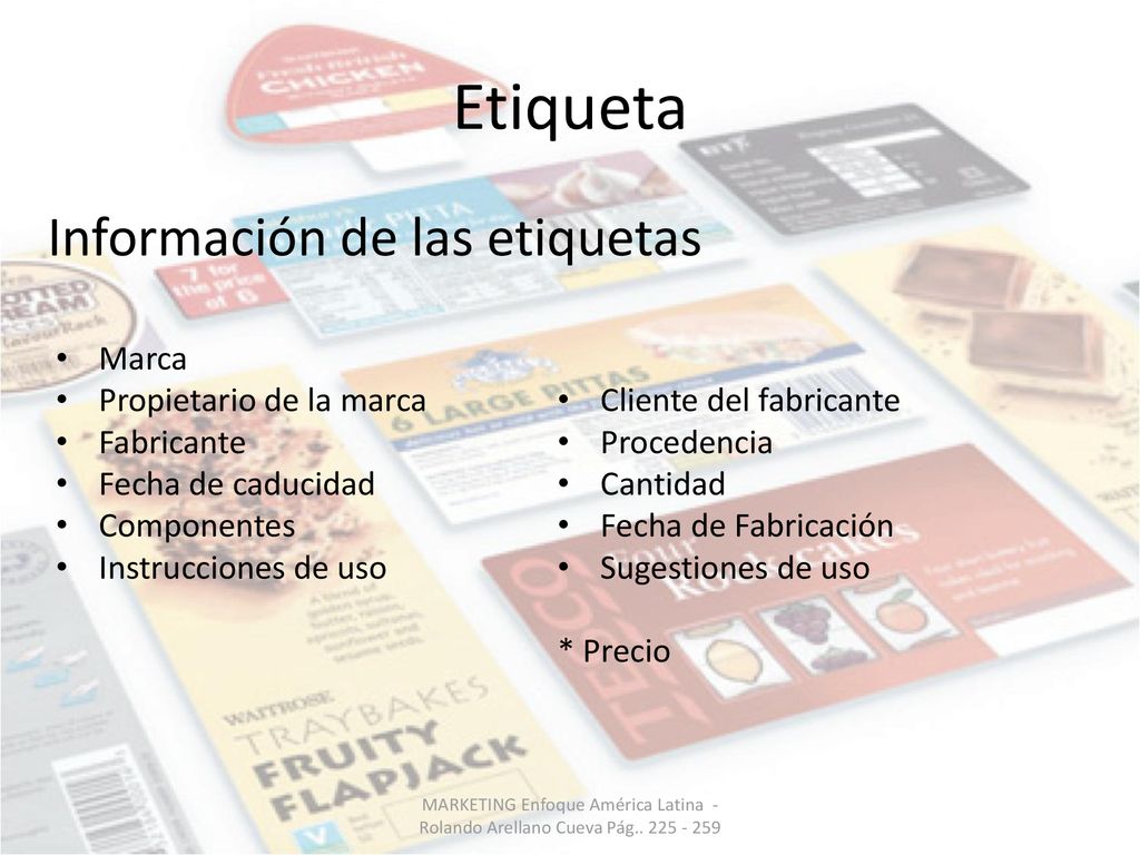 Etiqueta Información de las etiquetas Marca Propietario de la marca