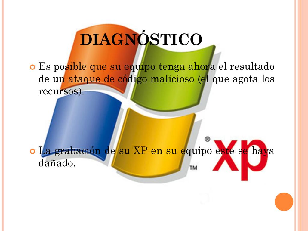 DIAGNÓSTICO Es posible que su equipo tenga ahora el resultado de un ataque de código malicioso (el que agota los recursos).