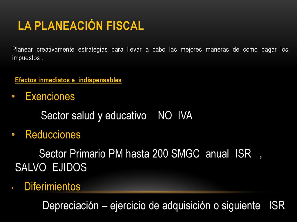 La Planeación Fiscal Exenciones Sector salud y educativo NO IVA