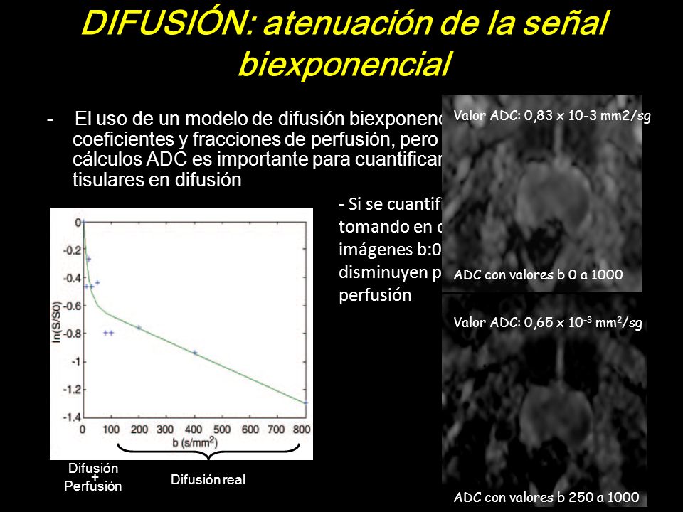 DIFUSIÓN: atenuación de la señal biexponencial