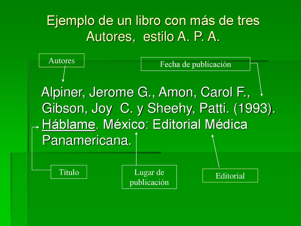 Ejemplo de un libro con más de tres Autores, estilo A. P. A.