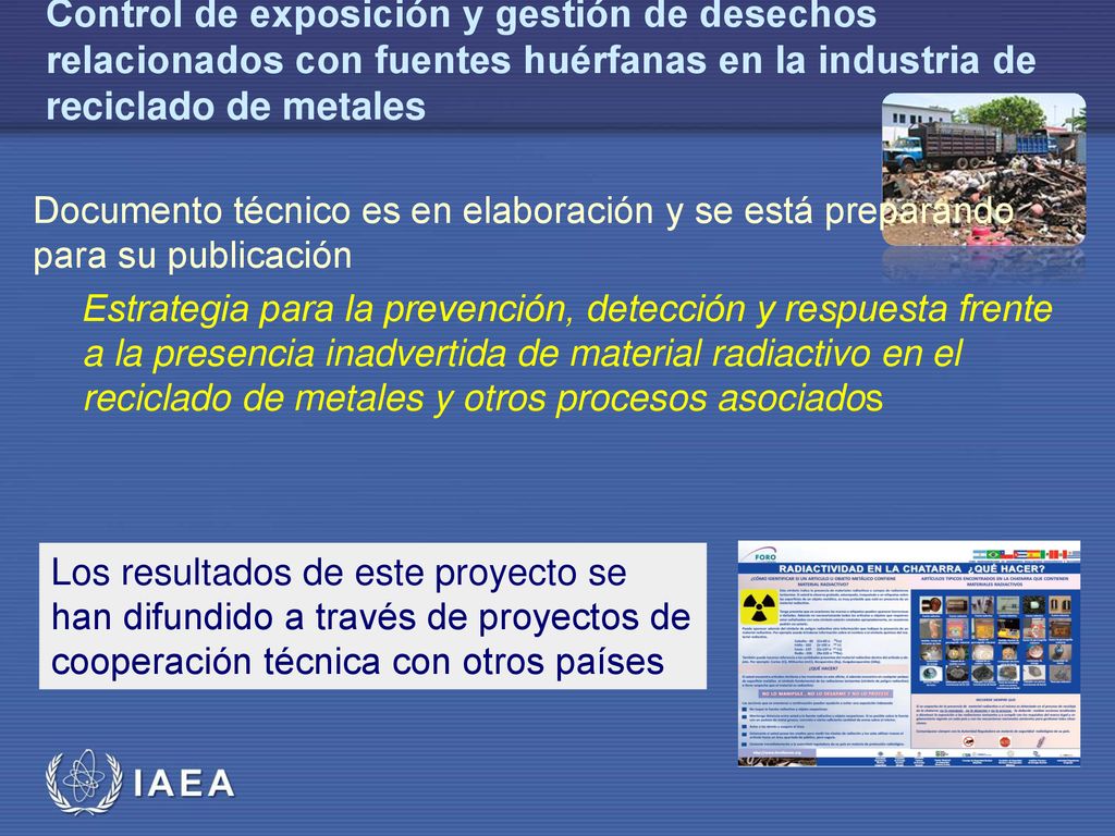 Control de exposición y gestión de desechos relacionados con fuentes huérfanas en la industria de reciclado de metales