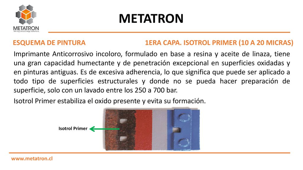METATRON ESQUEMA DE PINTURA 1ERA CAPA. ISOTROL PRIMER (10 A 20 MICRAS)