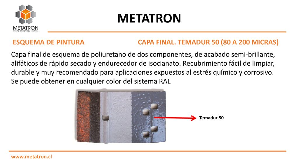 METATRON ESQUEMA DE PINTURA CAPA FINAL. TEMADUR 50 (80 A 200 MICRAS)