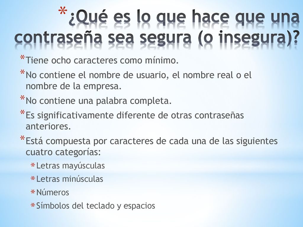 ¿Qué es lo que hace que una contraseña sea segura (o insegura)