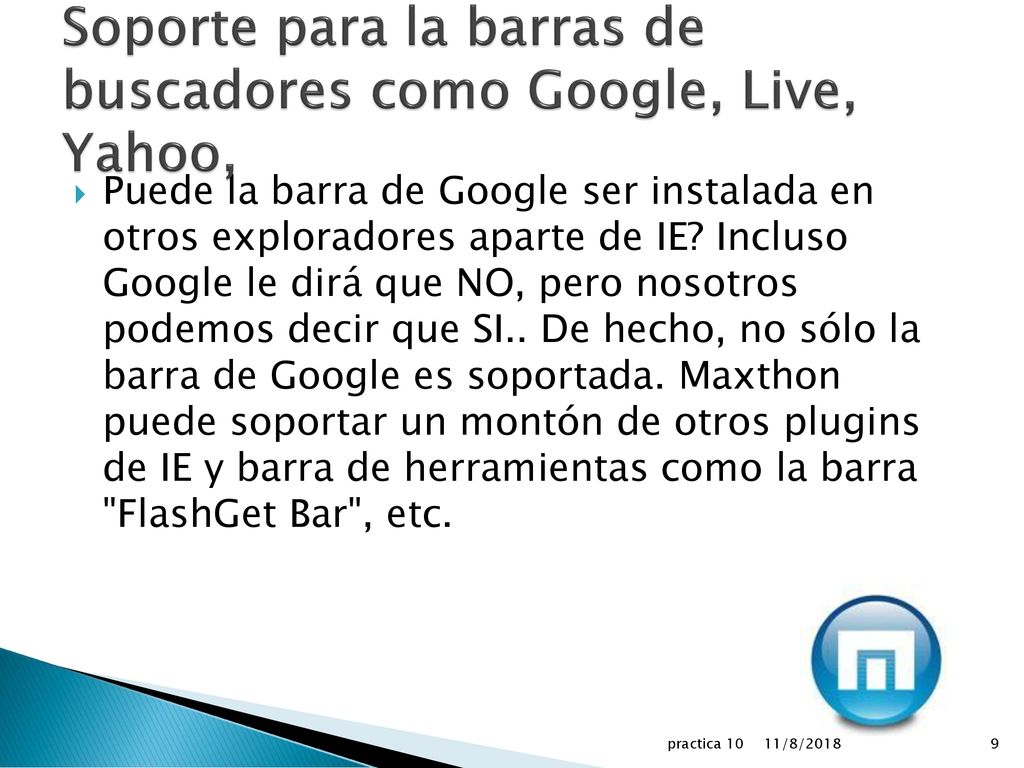 Soporte para la barras de buscadores como Google, Live, Yahoo,