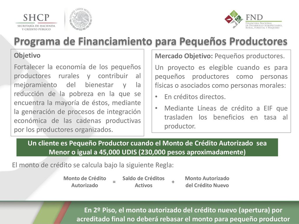 Programa de Financiamiento para Pequeños Productores