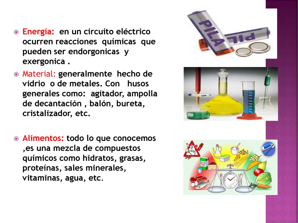 Energía: en un circuito eléctrico ocurren reacciones químicas que pueden ser endorgonicas y exergonica .