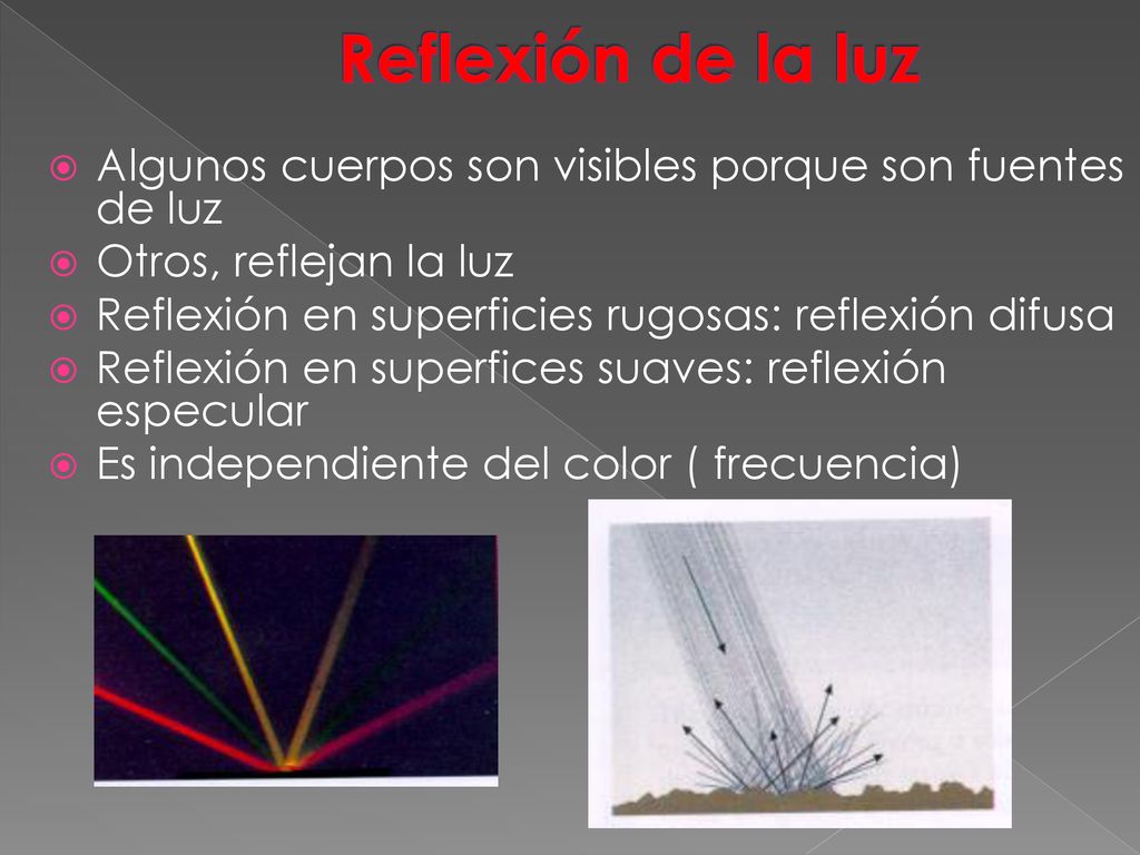 Reflexión de la luz Algunos cuerpos son visibles porque son fuentes de luz. Otros, reflejan la luz.