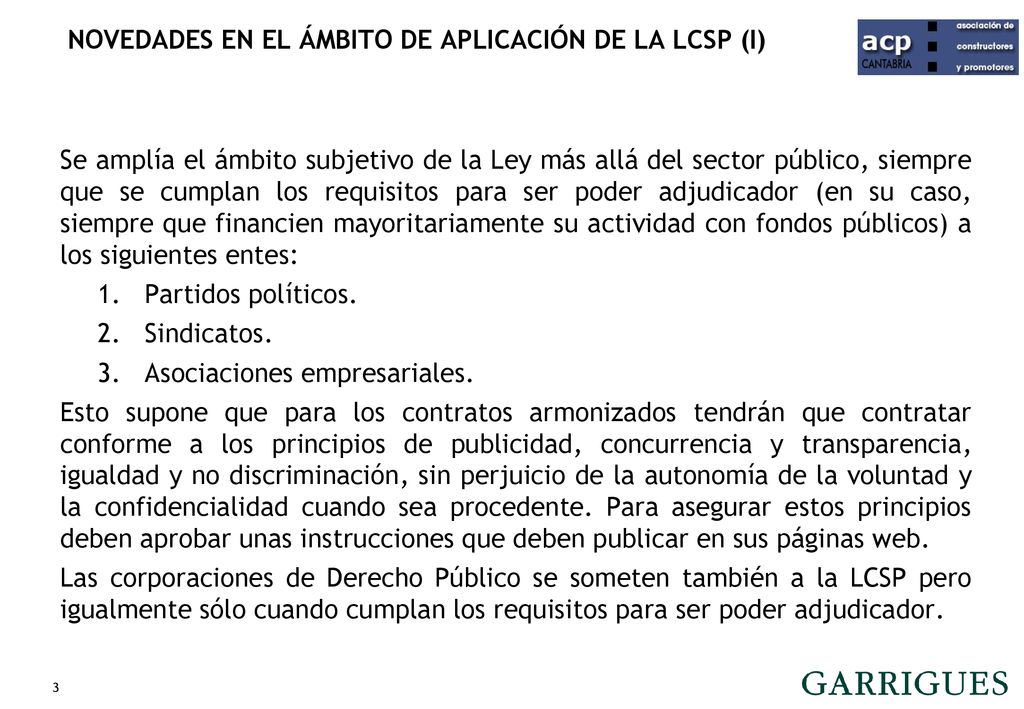 NOVEDADES EN EL ÁMBITO DE APLICACIÓN DE LA LCSP (I)