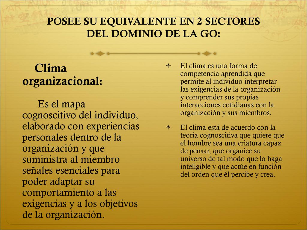 POSEE SU EQUIVALENTE EN 2 SECTORES DEL DOMINIO DE LA GO: