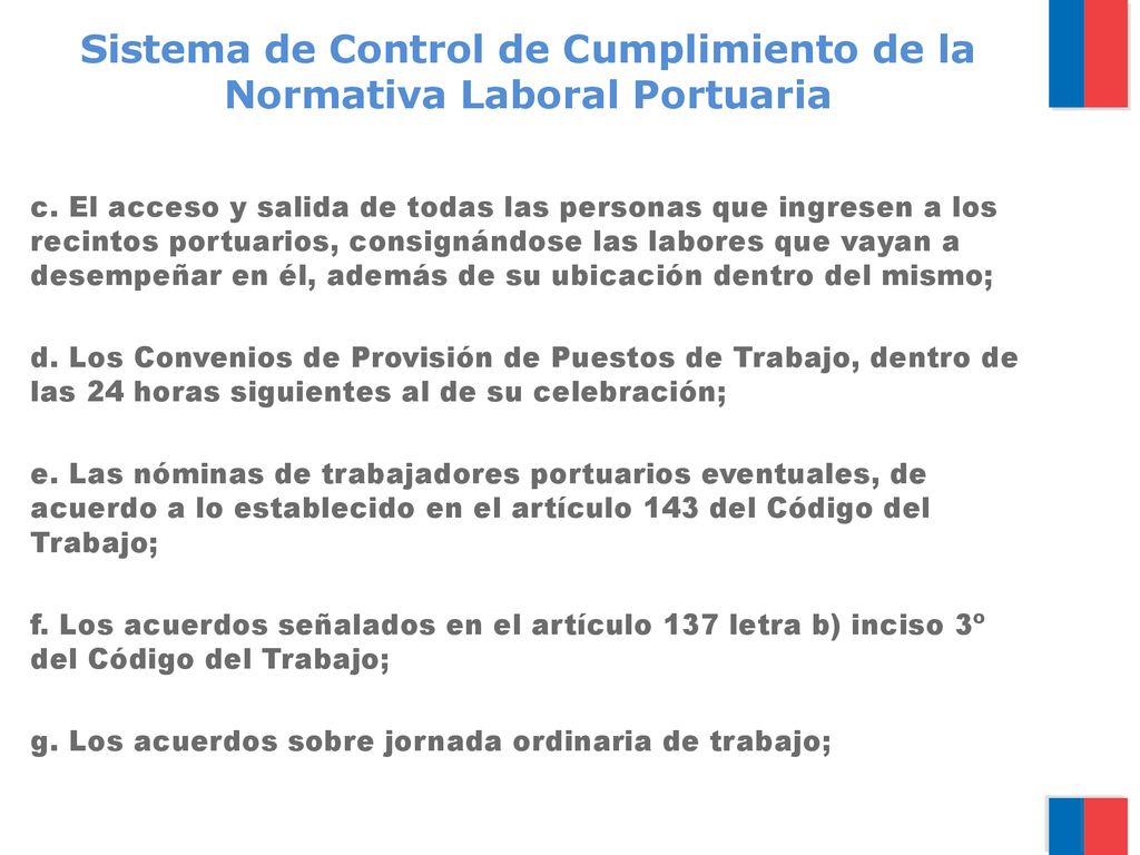 Sistema de Control de Cumplimiento de la Normativa Laboral Portuaria