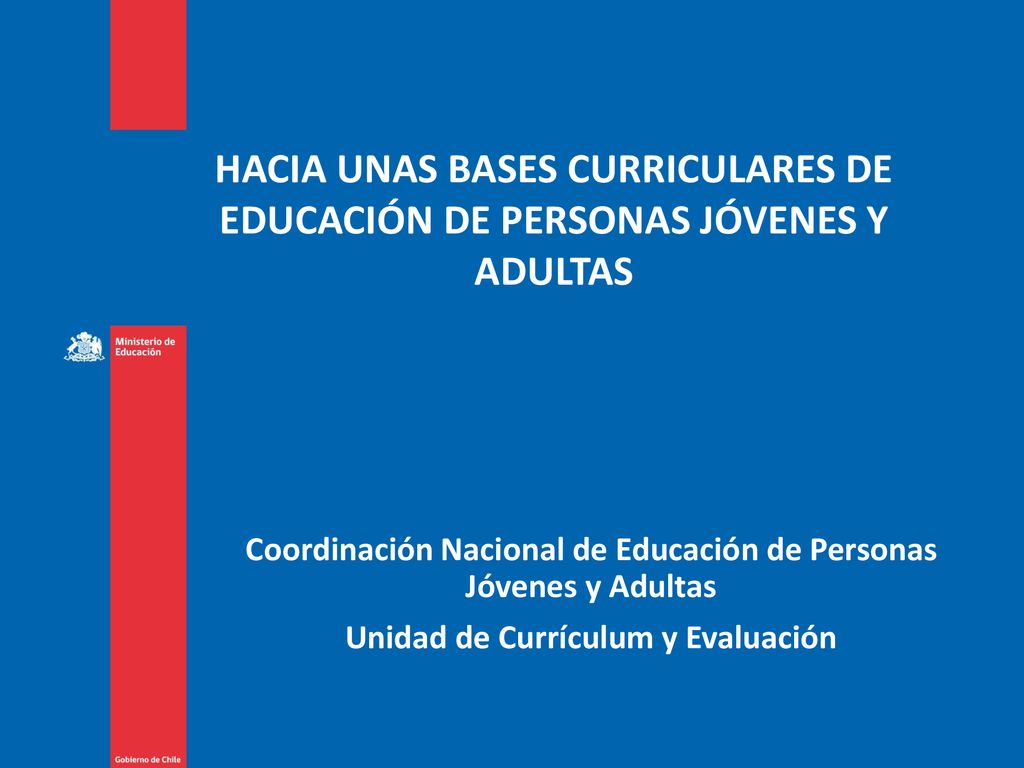 HACIA UNAS BASES CURRICULARES de EDUCACIÓN DE PERSONAS JÓVENES Y ADULTAS