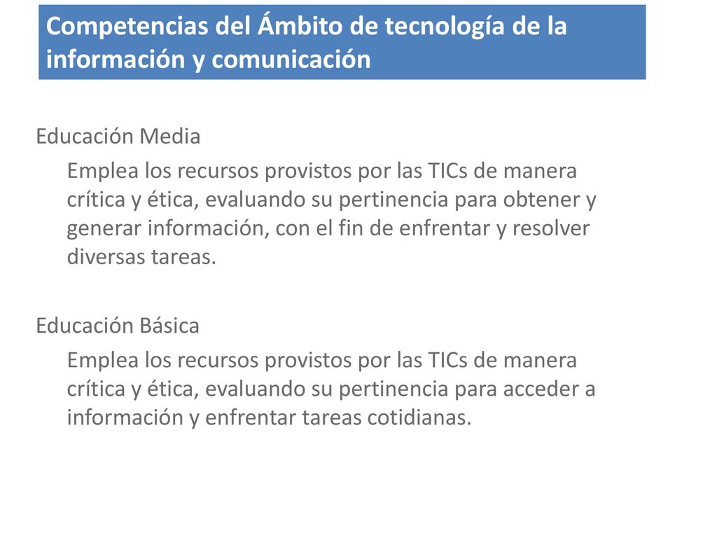 Competencias del Ámbito de tecnología de la información y comunicación