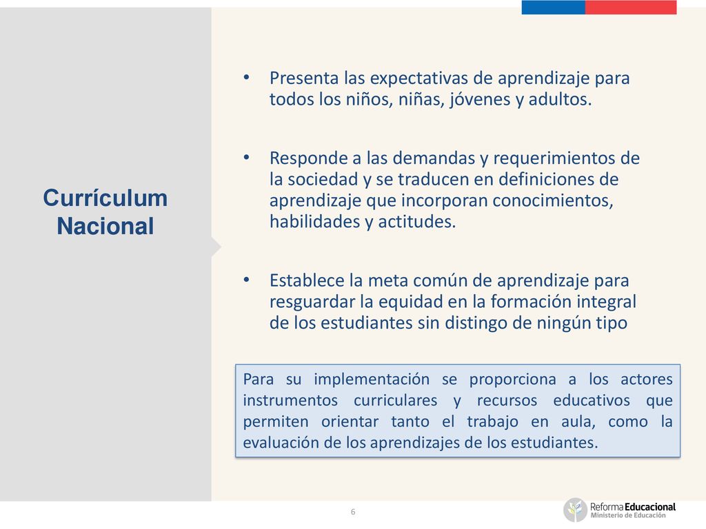 Presenta las expectativas de aprendizaje para todos los niños, niñas, jóvenes y adultos.