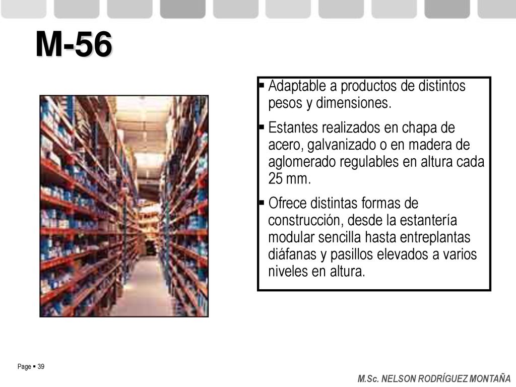 M-56 Adaptable a productos de distintos pesos y dimensiones.