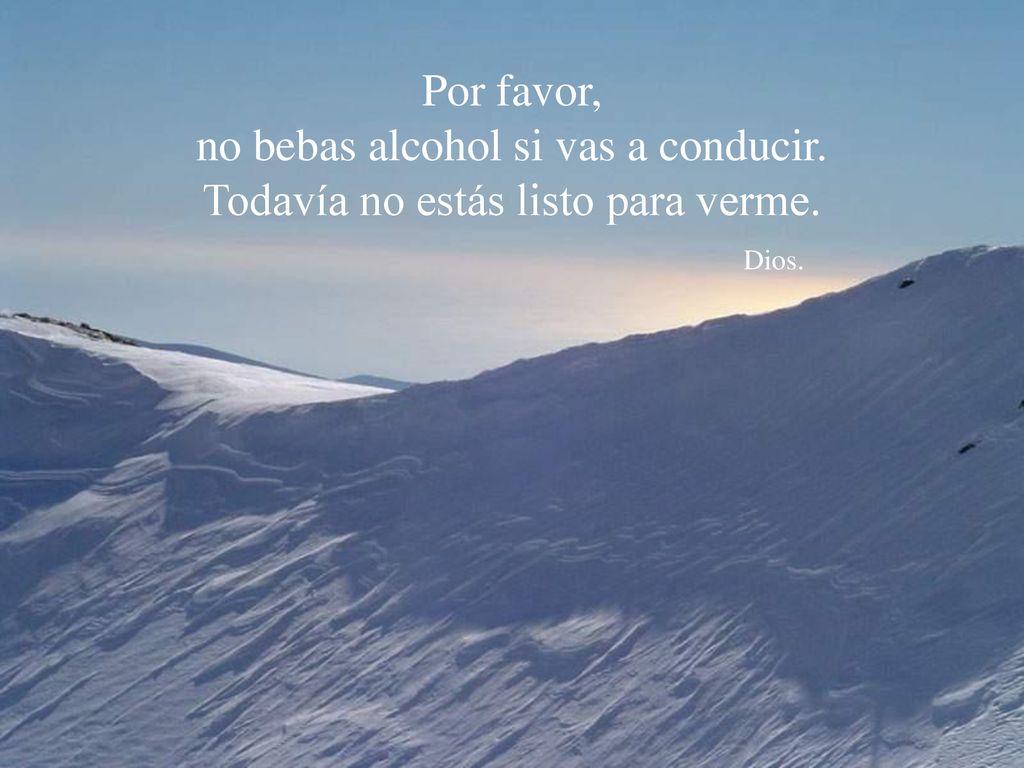 Por favor, no bebas alcohol si vas a conducir