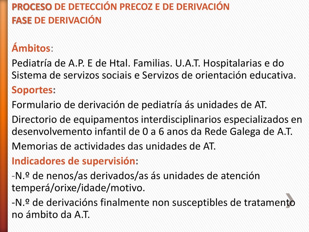 Formulario de derivación de pediatría ás unidades de AT.