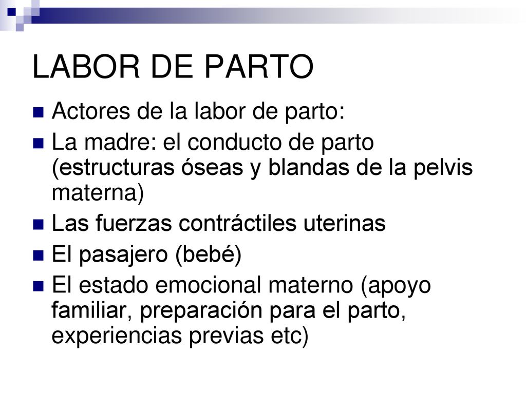 LABOR DE PARTO Actores de la labor de parto: