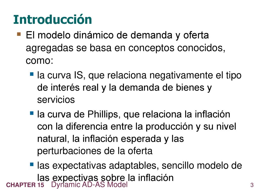 Introducción El modelo dinámico de demanda y oferta agregadas se basa en conceptos conocidos, como: