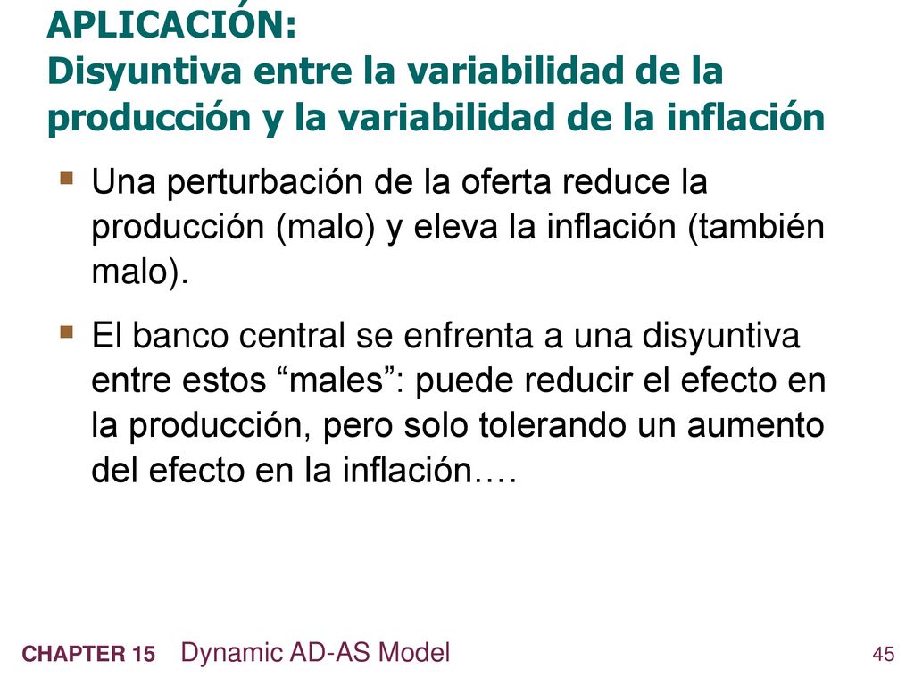 APLICACIÓN: Disyuntiva entre la variabilidad de la producción y la variabilidad de la inflación