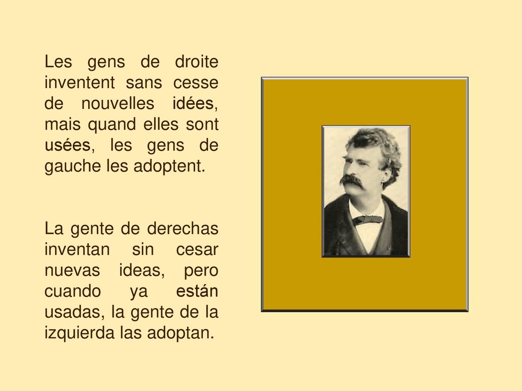Les gens de droite inventent sans cesse de nouvelles idées, mais quand elles sont usées, les gens de gauche les adoptent.