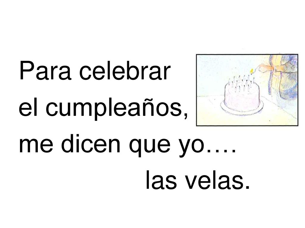 Para celebrar el cumpleaños, me dicen que yo…. las velas.