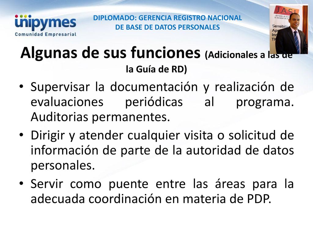 Algunas de sus funciones (Adicionales a las de la Guía de RD)