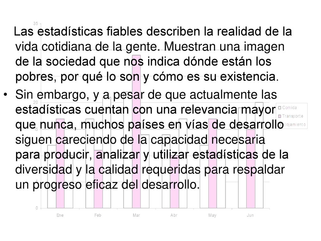 Las estadísticas fiables describen la realidad de la vida cotidiana de la gente. Muestran una imagen de la sociedad que nos indica dónde están los pobres, por qué lo son y cómo es su existencia.