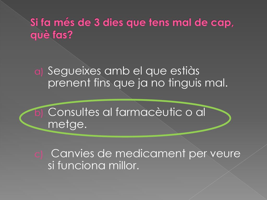 Si fa més de 3 dies que tens mal de cap, què fas