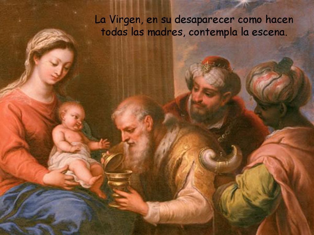 La Virgen, en su desaparecer como hacen todas las madres, contempla la escena.